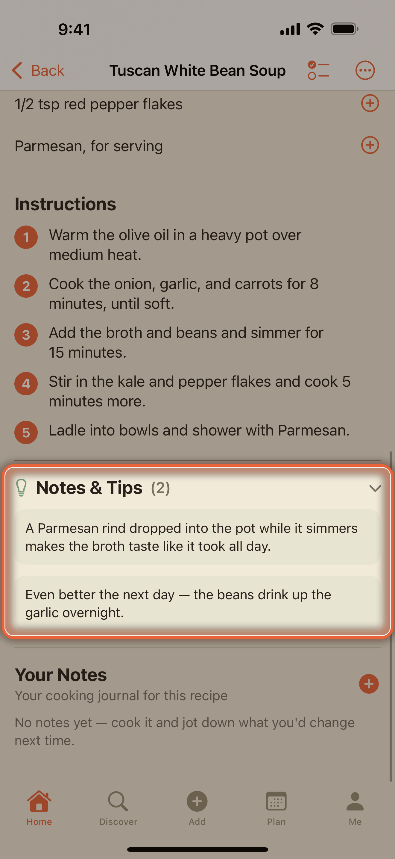 Notes and Tips section expanded, showing the author's advice cards